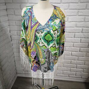 Chico's Ladies Multicolored Size 3 (Large) Cold Shoulder Top